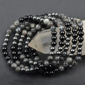 Handmade Classic Natural Stone Beaded Bracelet 8mm Competitive Black Larvikite Labradorite Onyx Yoga Elastic Stretch Bracelet