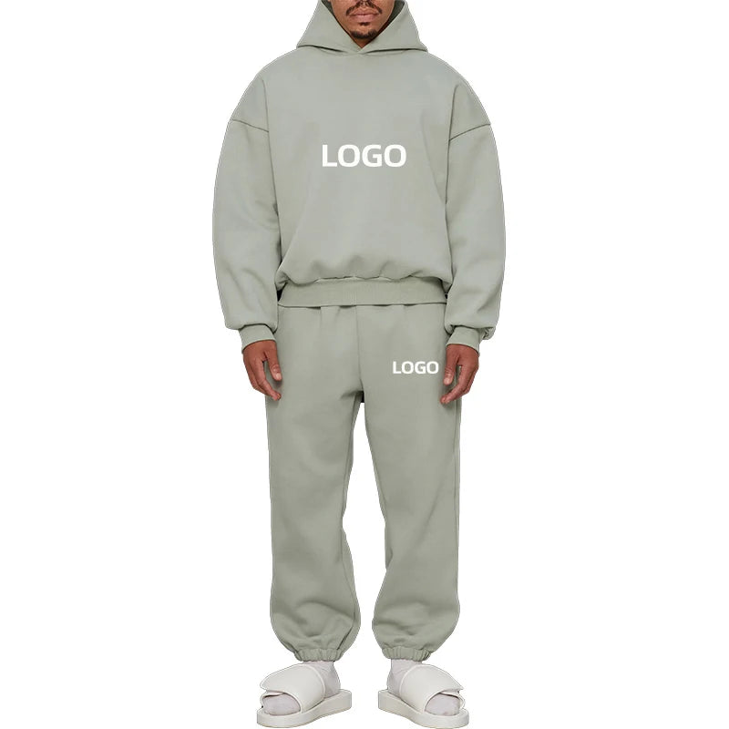 Wholesale Plus Size Men Casual Jogger Sweatpants Sets Hoodies Solid Tracksuit Set Men's Clothing 2 Pieces Hoodie Sets
