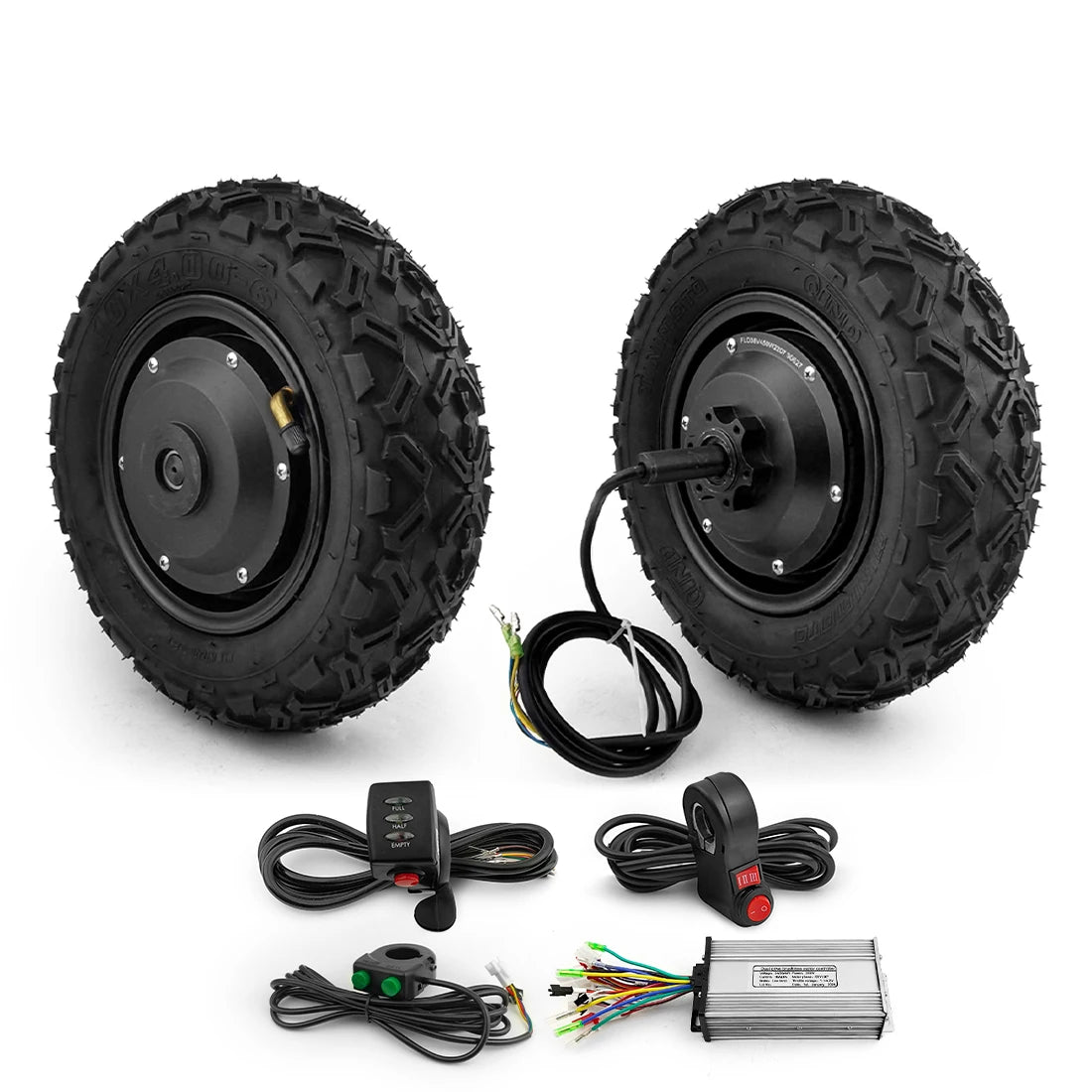 10 14.5 Inch Off Road Tire 350W Dual Drive Brushless Gear Hub Single Axle Motor Wheel Kit for Electric Trolleys Flat Cart