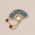 Jachon Handmade Brooches Fringed Flowers Pearls Pipa Pins Hanfu Cheongsam Safe Lock Clothing Accessories