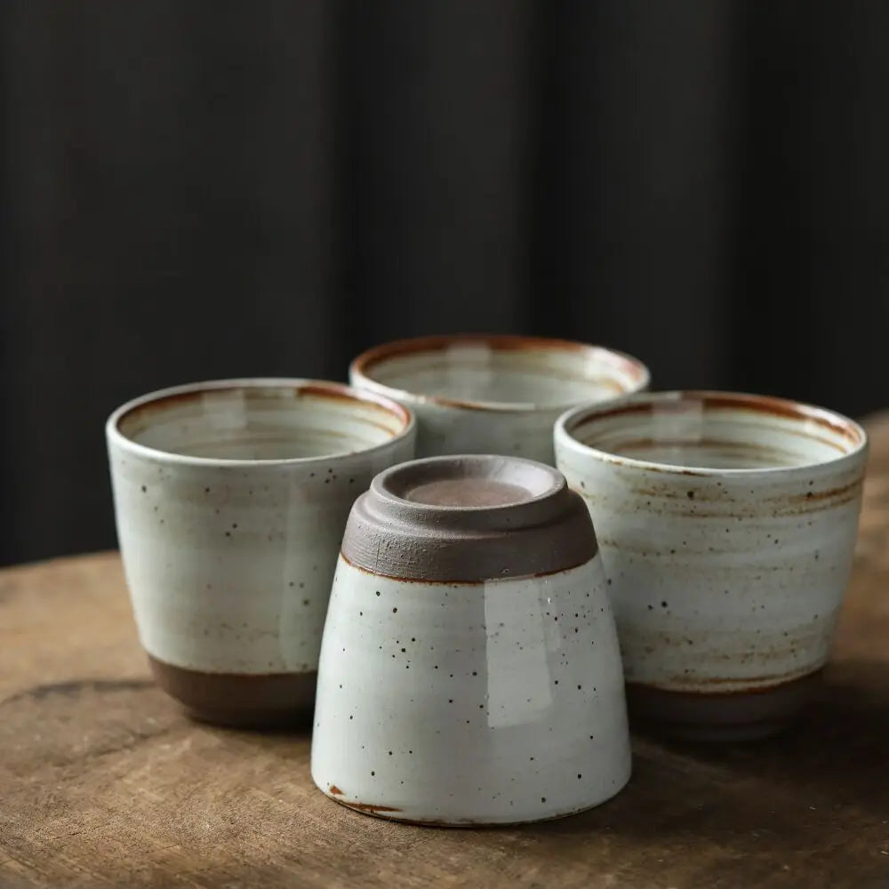 Handmade 250ml Japanese Stoneware Coffee Mug Ceramic Water Cup Without Handle for Coffee Customizable Logo