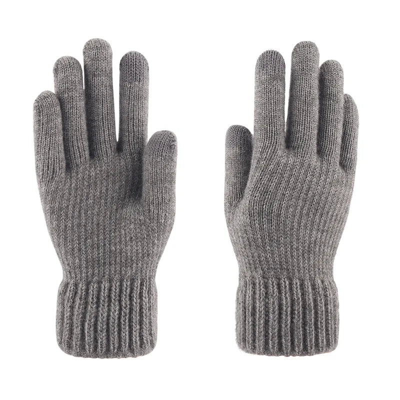 Cross Border Winter and Autumn Sports Gloves with for Touch Screen Sub-Finger Plush Thickening Wool Knitted Gloves Wholesale