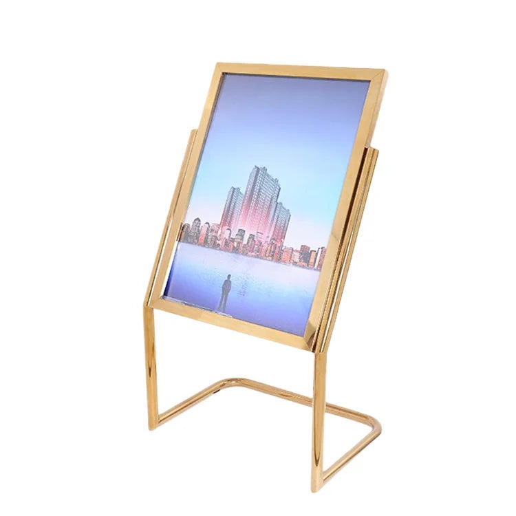 New Design Customized Stainless Steel Welcome Sign Stand Metal Gold Freestanding Washable for Hotel Lobby