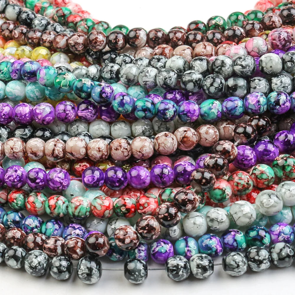 Wholesale New 100pcs/strand DIY Loose Beads 8mm Glass Beads Round Gemstone Beads for Jewelry Making