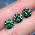 Round Brilliant Diamond Cut Green with Little Yellow Color Loose Moissanite Gemstone for Making Jewelry