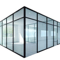 Modern Double Glass Office Room Partition Wall Removable Temporary Aluminum Frame for School Hall & Gym Tempered Glass
