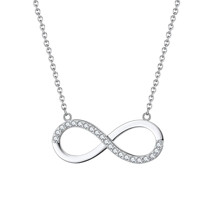 Wholesale  Trendy Fashion Gift Jewelry Necklaces Infinity 4A CZ Pendant Necklace 925 Sterling Silver Necklace for Women