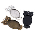 18x25mm Inner Size Antique Silver Plated Bronze Owl Cameo Cabochon Base Setting Charms Pendant Necklace Findings