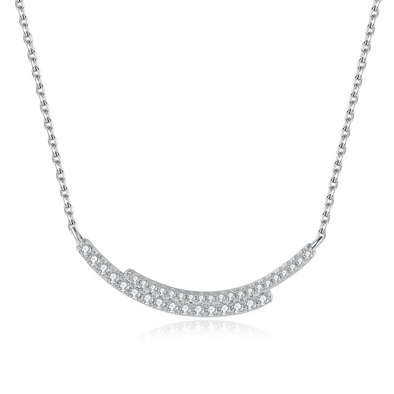 925 Sterling Silver 18K White Gold Plated Fashion Jewelry Choker Smiling Face Moissanite Pendant Necklace for Women