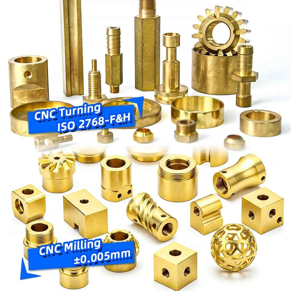 Custom Brass Manufacturing Metal Parts CNC Turning Machined Fabrication Factory Copper Service Milling Machining Brass Parts MegaBDM