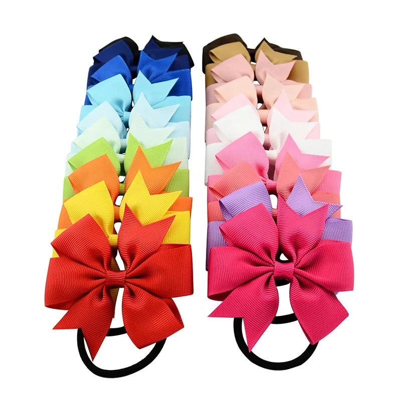 OKAY Wholesale 20 Solid Colors Grosgrain Ribbon Hair Bows With With Tie for Girls Baby Toddler Accessories Teen Gifts