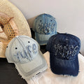 Retro Denim Baseball Cap New Washed Cotton Letter Sunshade Hat for Sporty Street Style in Spring Summer