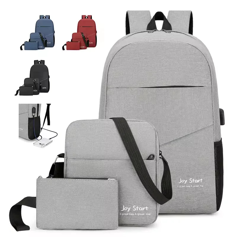 Custom Logo 3 in 1 Set Waterproof Oxford Polyester Outdoor Travel Casual Sports Kids School Bag Unisex Laptop Backpacks