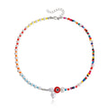Bohemian Seed Glass Bead Beach Evil Eyes Knitting Necklace GMN019