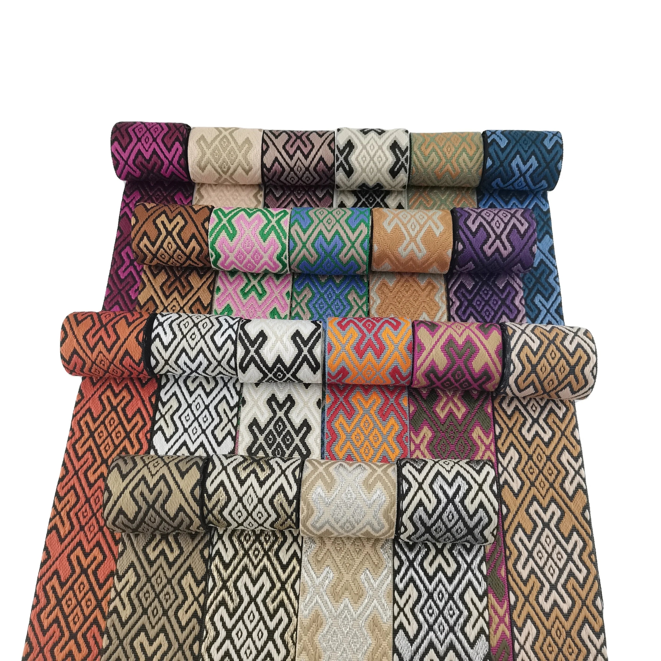 5CM Embroidered Woven Webbing for Bag Straps Polyester Ribbon for Camera Guitar Belts