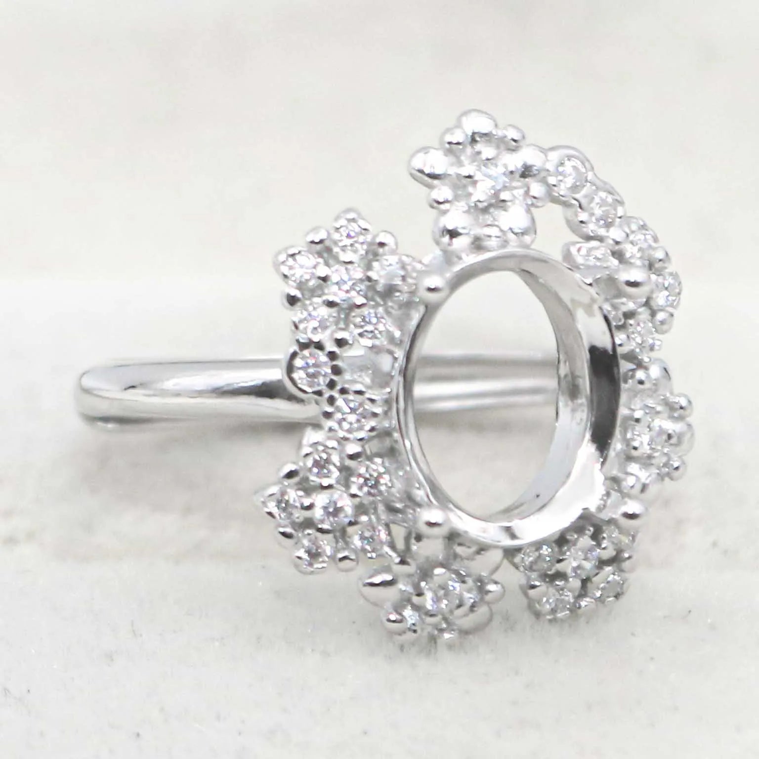 Semi Mount Ring 8*10mm Sterling Silver Empty Frame Blank Support Claw Setting S925 Base Hold Without Center Stone for DIY Inlay