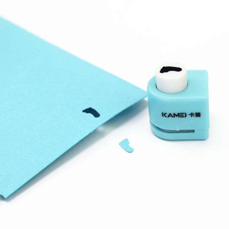 DIY Small Button Craft Paper Hole Punch 10mm Metal+Plastic 4 Pcs Different Patterns