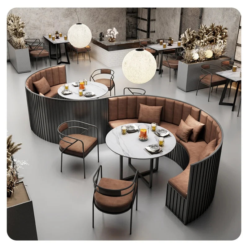 Industrial Style Semi-circular Container Tavern Bar Barbecue Restaurant Card Sofa Table and Chairs