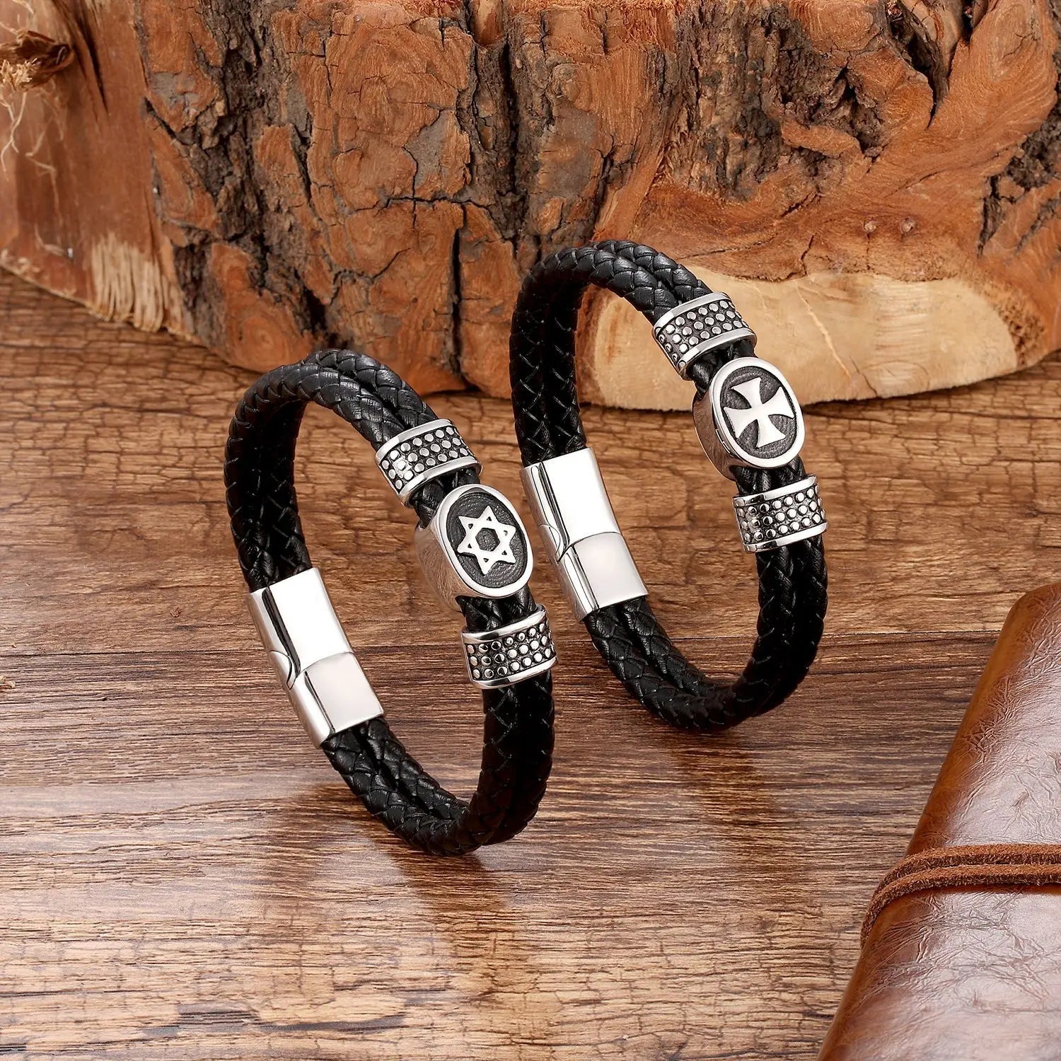 New Fashion Design Genuine Leather Bracelet 316L Stainless Steel Pirate Skull Wrap Men Vintage Real Leather Bracelet YSMB00105