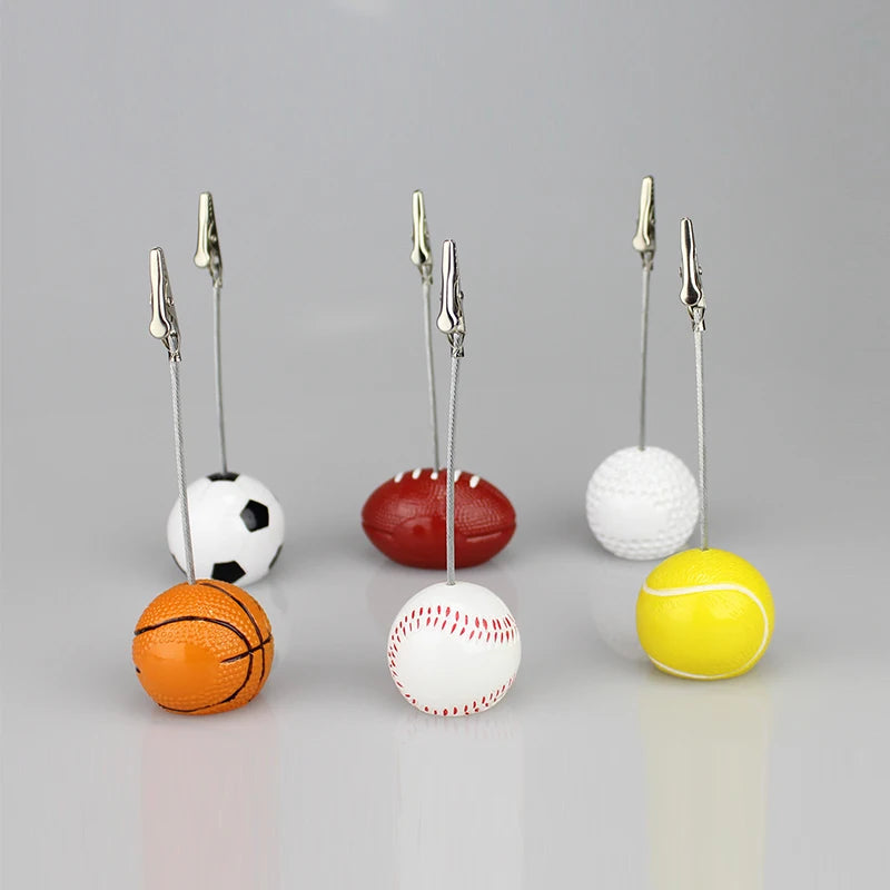 Football Game Resin Ball Base Alligator Wire Photo Clip Memo Clamp Table Place Card Holder Sport Event Display Athletes Favor