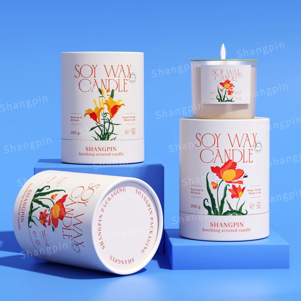 Luxury Custom Eco-Friendly Rigid Cardboard Cylinder Box Print Paper Tube for Gift Candle Packaging
