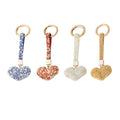 Fashion Bling Crystal Rhinestone Couples Key Chains Full Diamond Peach Heart Shape Keychain Lovers Key Rings Gift Heart Keychain