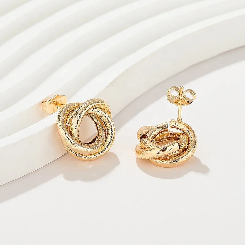 18K Laminated Gold Wholesale Oro Women'S Stud 18K Gold Plated Earrings Fashion Jewelry for Women