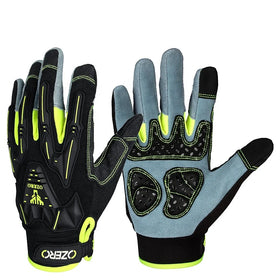 Ozero High Impact Protective Oilfield Resistance Mechanic Gloves Touch Screen Extra Grip Deerskin Leather Palm