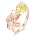 Rose Gold Plated Orchid Flower Ring With 925 Sterling Silver