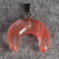 Huiying Top Sell Moon Shaped Gemstones Necklace Natural Crystal stone pendants carvings pendant Jewelry
