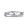 Ailmay Trendy 925 Sterling Silver Double Layer Line Simple Clear CZ Finger Ring for Women Exquisite Statement Jewelry Gift