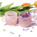 Wholesale Hand Carved Natural Rose Quartz Crystal Cup Healing Stone for Love-Themed Decor Folk Crafts Souvenir Gift