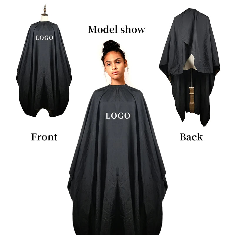 Custom logo Hair Salon Hair Cutting Hairstylist Snap Black Barber Apron Hairdresser Capes