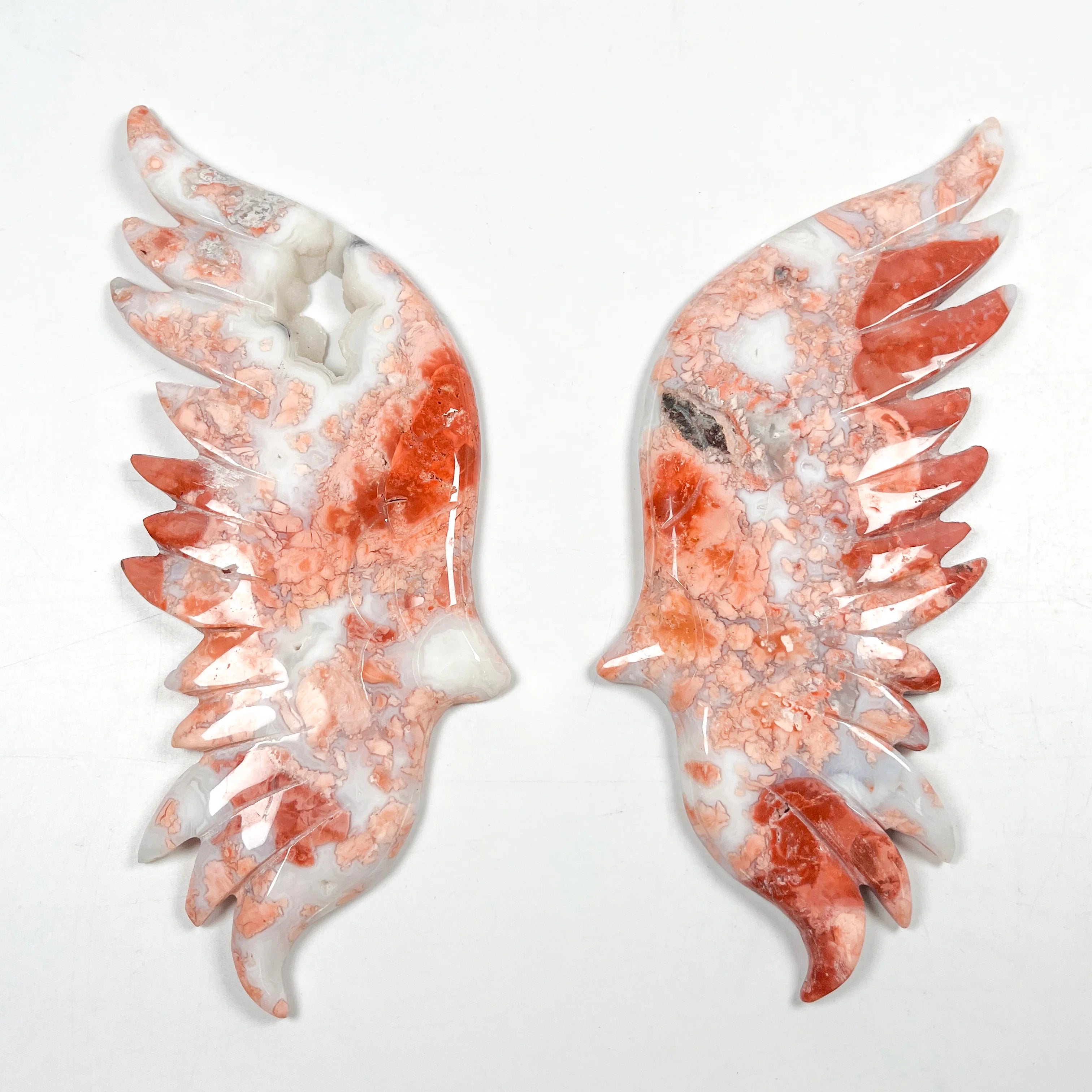 Valentine's Day Gift Natural Crystal Petal Agate Geode Butterfly Wings Handmade Decorative Ornament With Stand