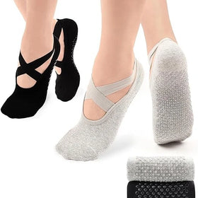 Non Slip Indoor Sports Grippy Gripper Barre Sock Pilates Grip Socks Straps Cushion Yoga Socks With Grips for Women