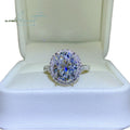 Original 925 Silver 5 Carat Brilliant Oval Cut D Color Egg Shape Moissanite Ring for Women Party Fine Jewelry