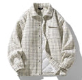 New Hot Mens Windbreaker Jacket Button Down Jacket Checkered Pattern Lapel Collar Coat Size M-3XL