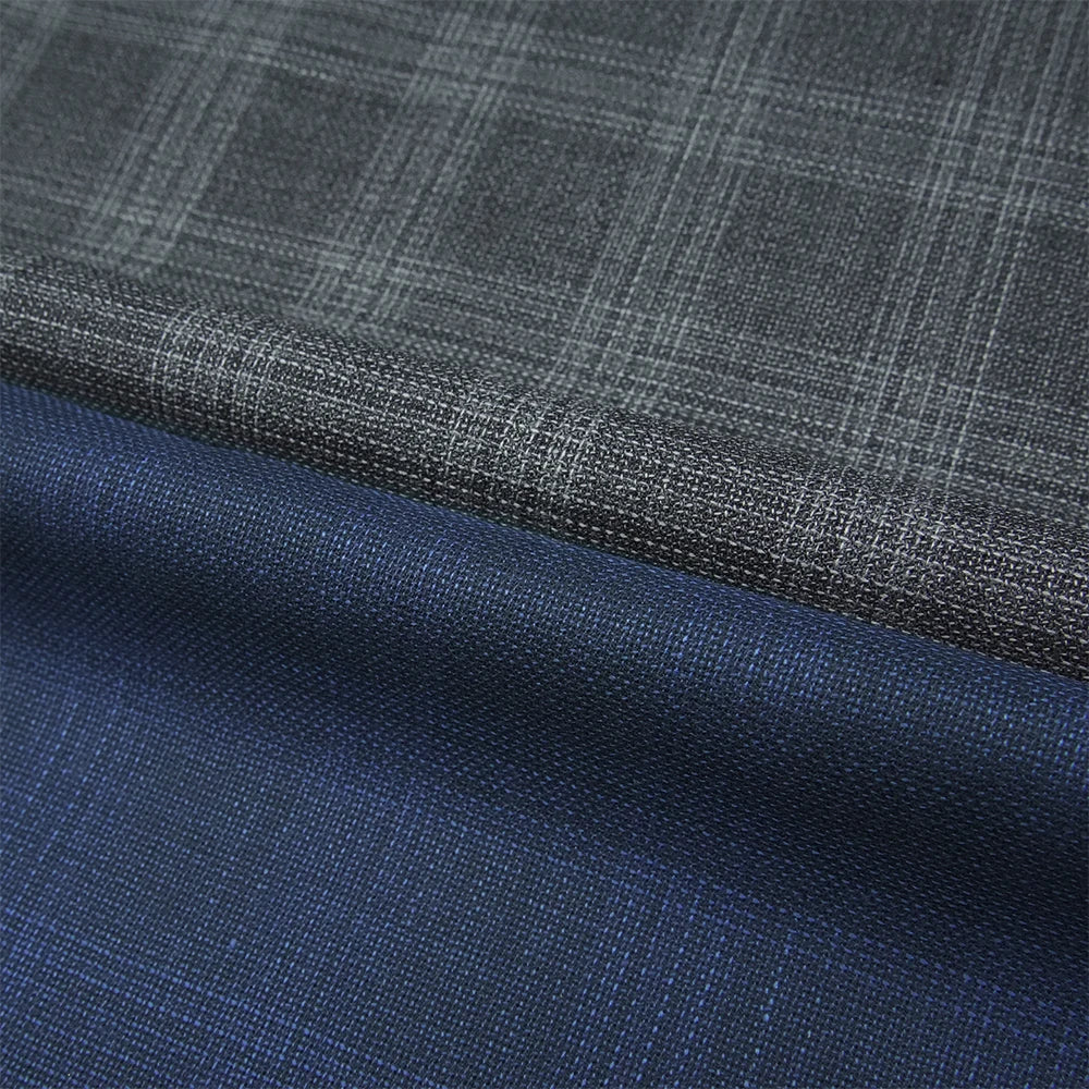 Direct Selling in Stock 70%W 30%P Eco-Friendly Organic Checks Worsted Merino Wool Polyester Blend Fabric for Men Suits