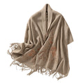 200x60cm Winter Women's 100% Wool Embroidery Flower Shawls Echarpes Tassels Scarves Pashmina Cape Muffler Chal Mantilla Wrap