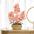 High Quality Orchid Flower Potted Plants 3D Printing Natural Touch PU Artificial Butterfly Orchid Flowers with Golden Pot