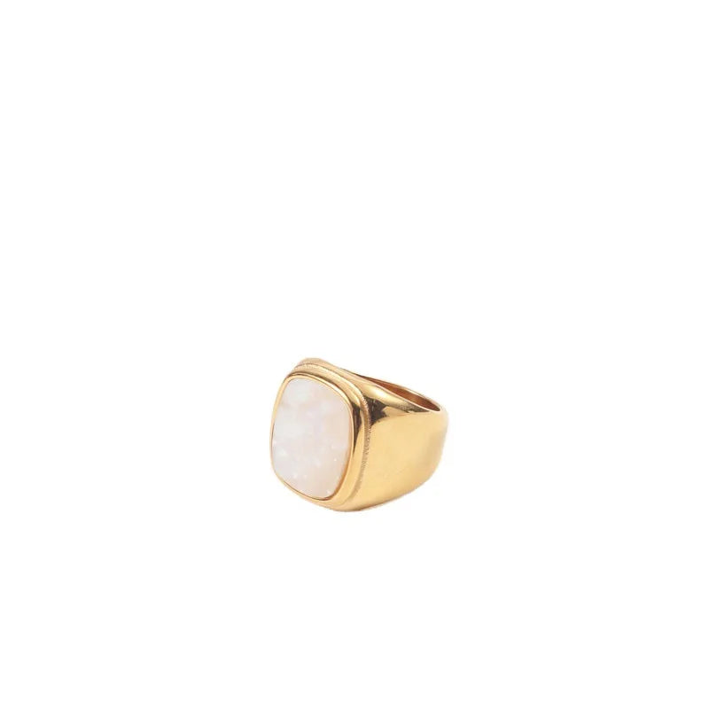 High Quality New Fashion Stainless Steel Ring With Nature Shell18k Gold Plated Wholesale Price