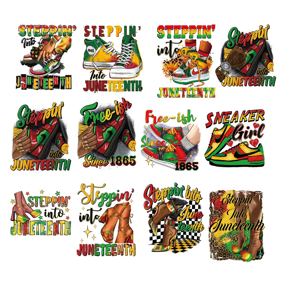 No MOQ Custom Black History Juneteenth 1865 Screen Print Heat Transfer Designs Ready to Press Transfers for T Shirts