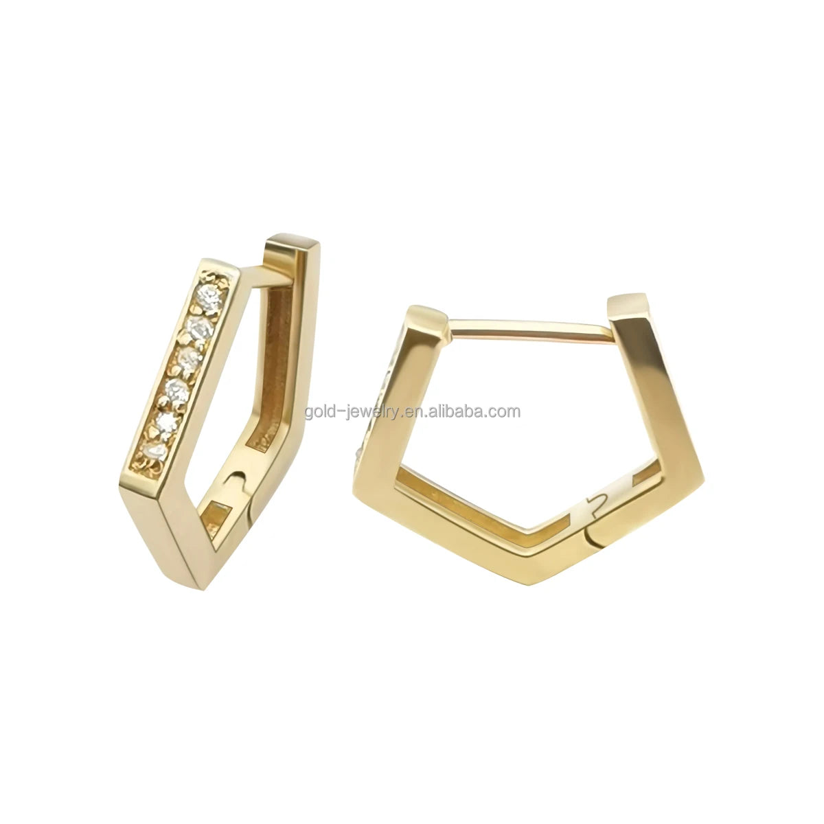 Cute Simple Hoop Earring AU375 9K Solid Yellow Gold Earrings Gemstone Zircon Earrings Fine Jewelry Wholesale