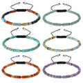 Women's Bohemian 4mm Woven Bracelet with Natural Amethyst Onyx Stones Diamond and Adjustable Bead Bracelet