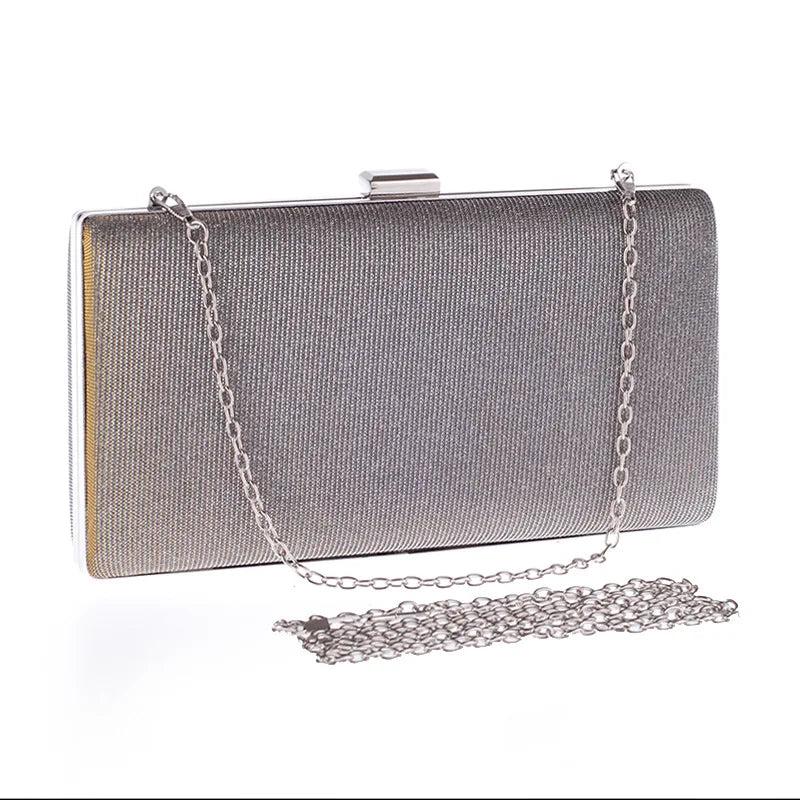 New Arrival Hardware Trim Strip Textured Bright Flash Particle Dinner Party Bag Clutches Wedding Evening Purse for Ladies