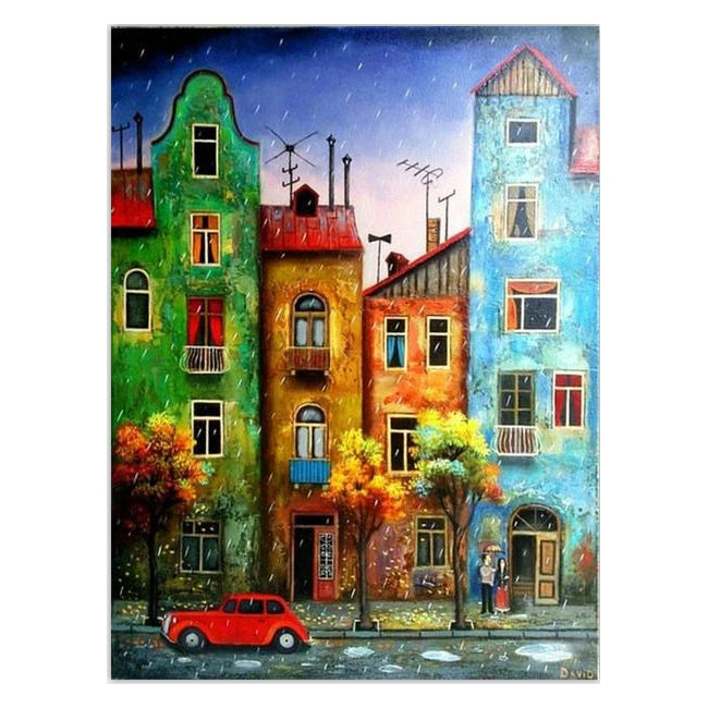 For Chenistory DZDP062 Handpainted Architectural Scenery for Home Decor and Kids' Room Features Landscape Subject