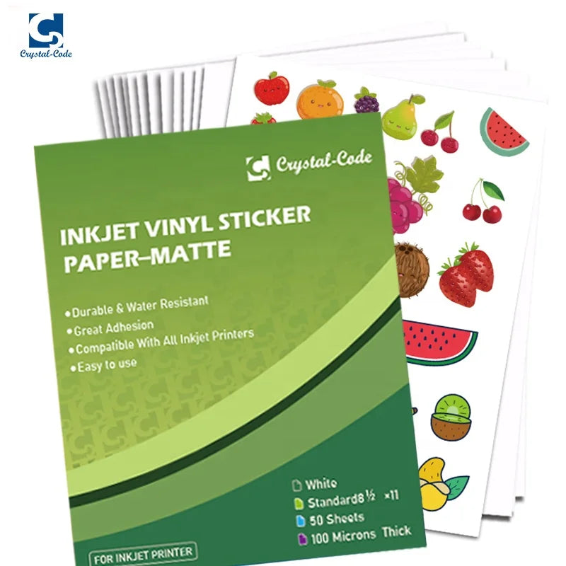 Custom Package Sticker Paper Matte White 8.5"*11"Self Adhesive Vinyl Inkjet Removable Sticker Paper Sheet
