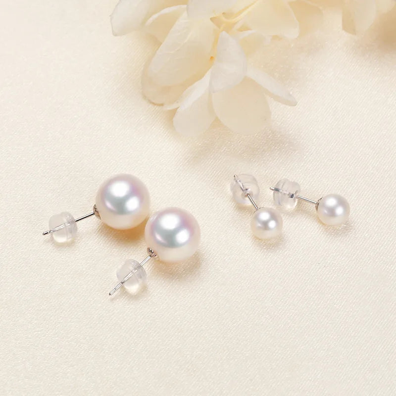 Certified Perfect Circle Strong Light Natural Freshwater Pearl Ear Studs 14K Gold Clip Mini Small Pearl Eardrops Earrings