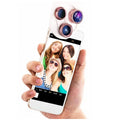 Factory Price Cell Phone Lens 4 in 1 Rotating Clip 15X Macro 0.63X Wide-angle 198 Degree Fish Photo Mobile Camera Lenses