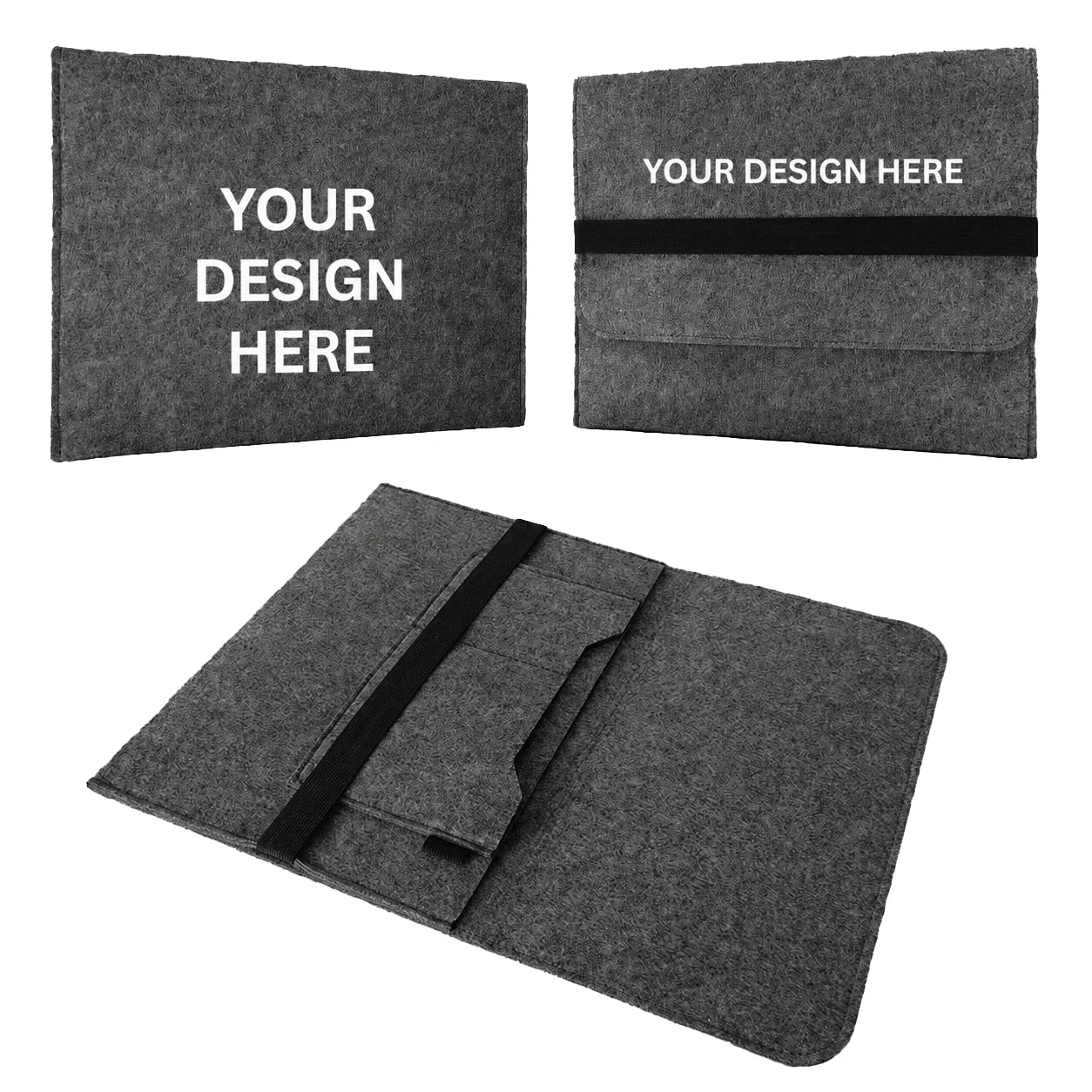 Custom Logo Soft Felt Laptop Sleeve Case Elastic Closure Lightweight Office Organizer for Employee Welcome Kits